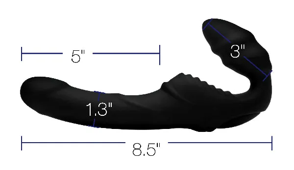 Female Sex Toys XR Brands Pro Rider 9X Vibrating Silicone Strapless Strap On with Remote Control