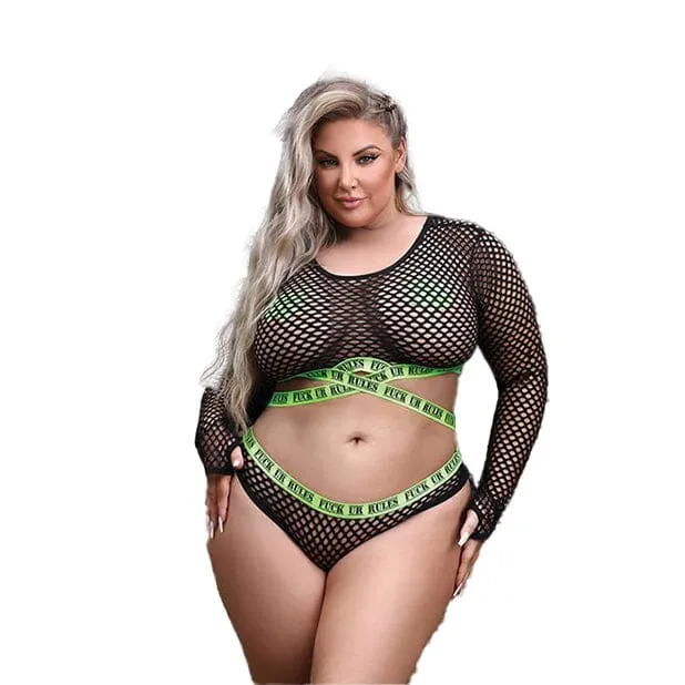 Fantasy Lingerie Male Sex Toys Vibes Mesh Long Sleeve Crop Top Panty Pasties