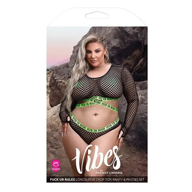 Fantasy Lingerie Male Sex Toys Vibes Mesh Long Sleeve Crop Top Panty Pasties