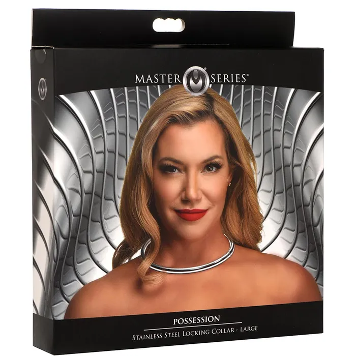Dildos XR Brands Master Series Possession Steel Lock Collar in Large Dildos XR Brands Master Series Possession Steel Lock Collar in Large