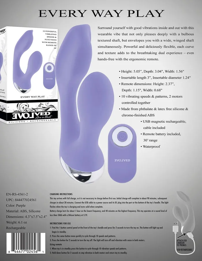 Evolved Every Way Play Vibrator Dual Pleasure Delight Wearable RemoteControlled Bliss Evolved Novelties Vibrators
