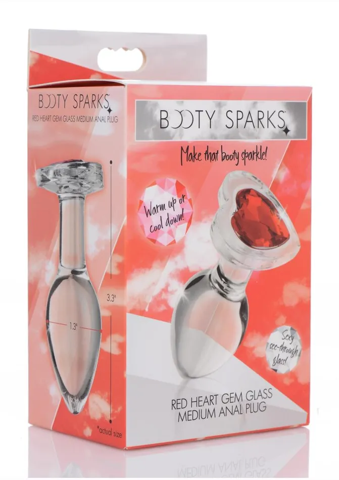 Booty Sparks Red Heart Glass Anal Plug Booty Sparks Anal